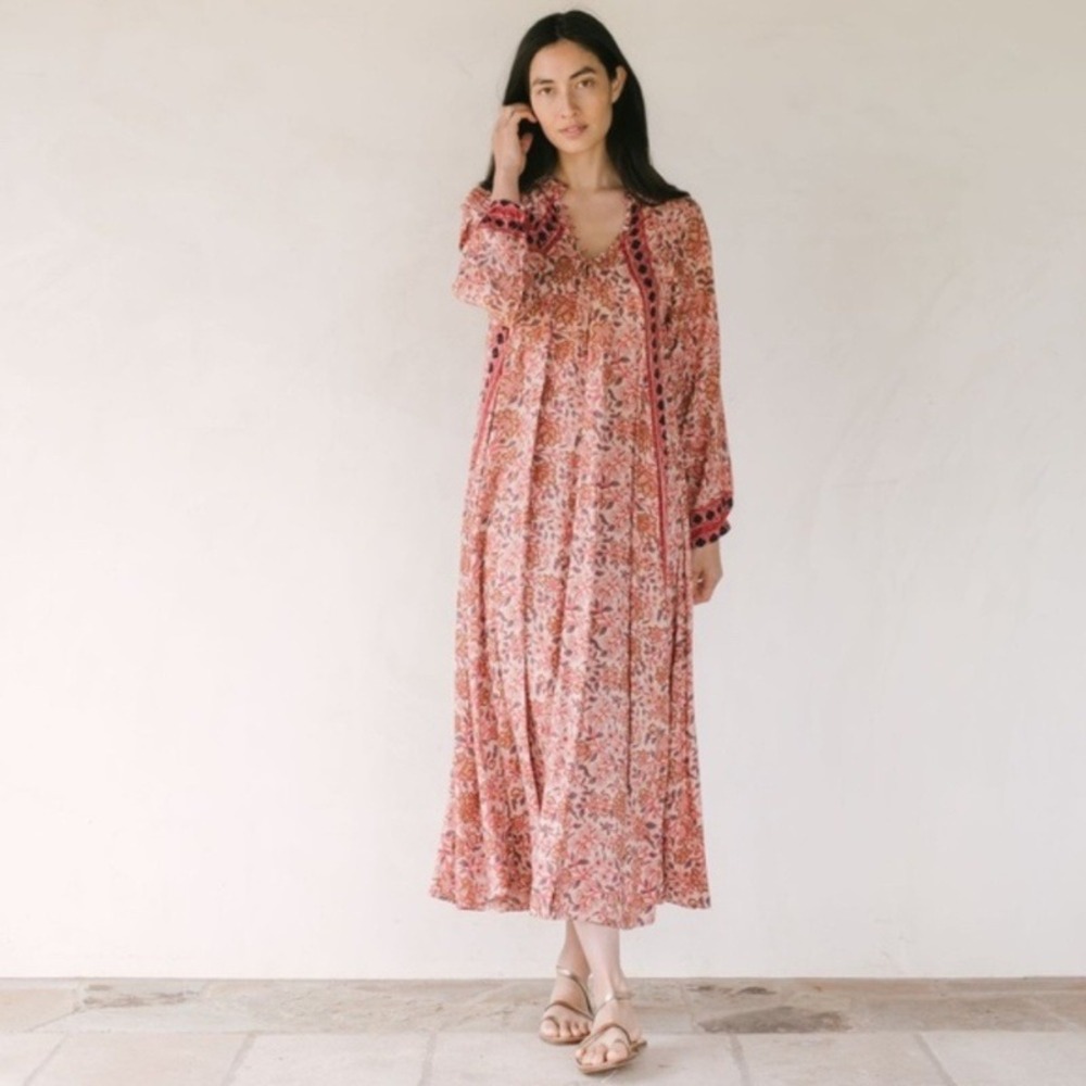 Natalie Martin Fiore Maxi Dress Dahlia Pink Floral Print Sixe XS NWT
